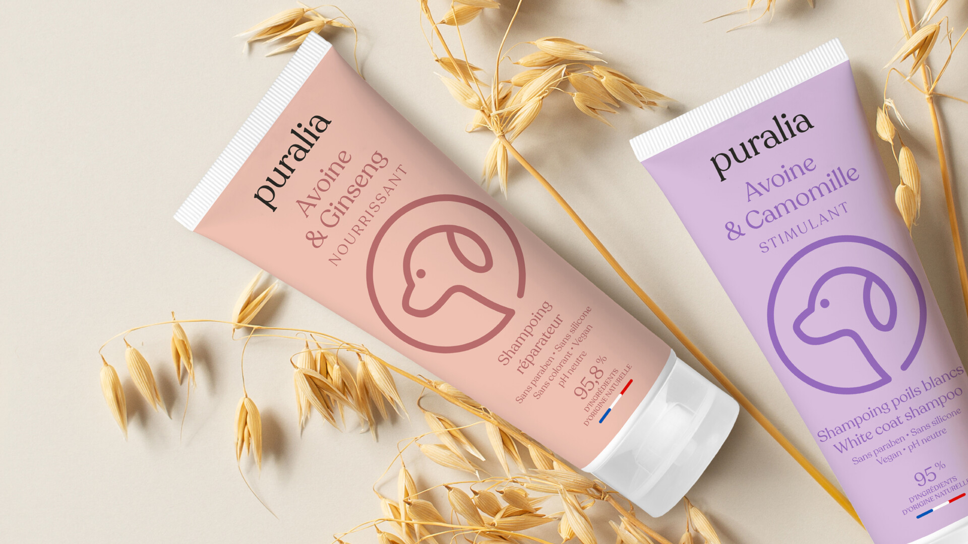Packaging pour les shampoings de la marque Puralia